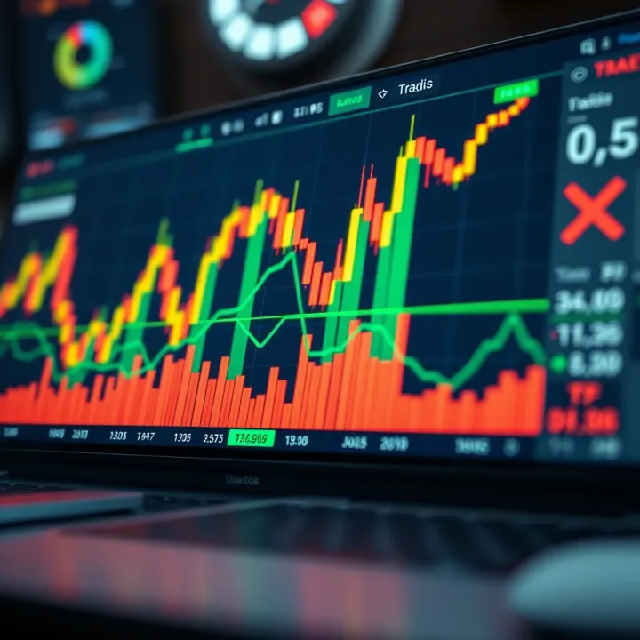 Graph showing market trends and trading statistics within Deriv Trade environment