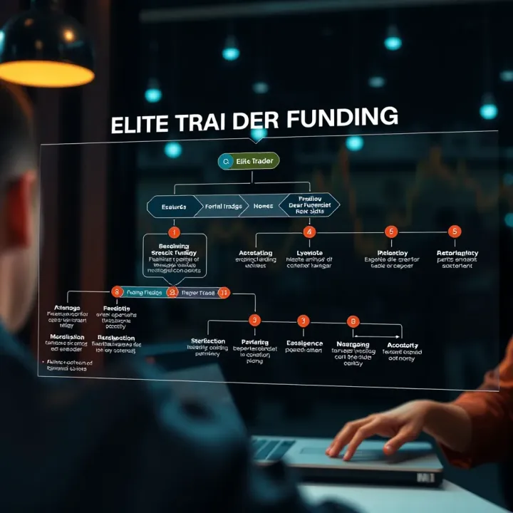 Flowchart illustrating the workflow of Elite Trader Funding and key participant requirements