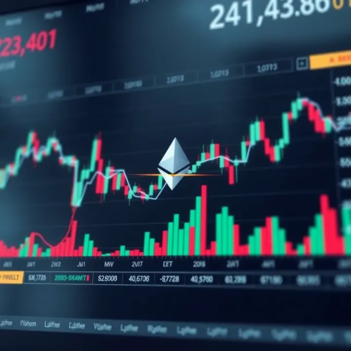 Graph showing Ethereum price fluctuations over a period with technical indicators