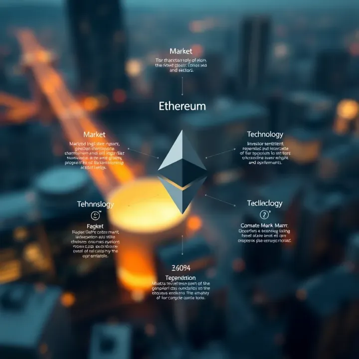 Diagram illustrating key factors influencing Ethereum value including market, technology, and investor sentiment