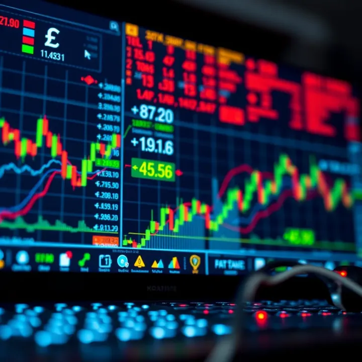 Automated Forex Trading Powered by Bots Illustration showing automated Forex trading with digital currency symbols and algorithmic graphs