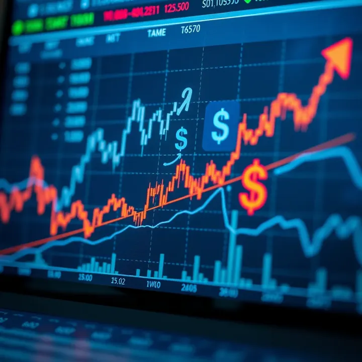 Forex Market Analysis Highlighting Strategies and Risk Management Illustration of financial graph with currency symbols and upward trend lines