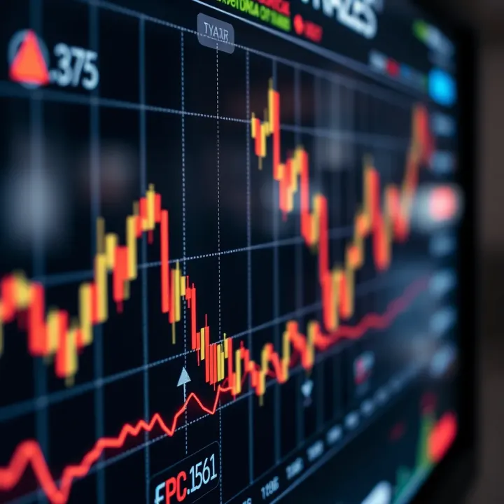 Graph showing currency exchange rates fluctuating with a digital platform interface