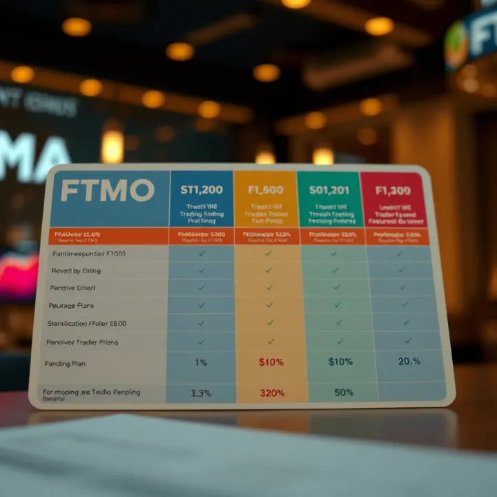 Chart showing different FTMO trading plans with their features and benefits