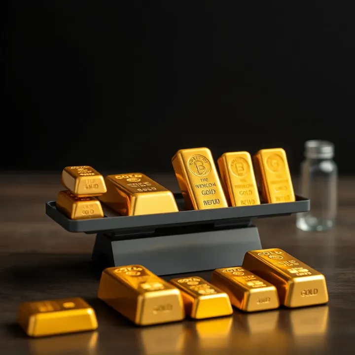 Various sizes of gold bars displayed to show differences in weight and value