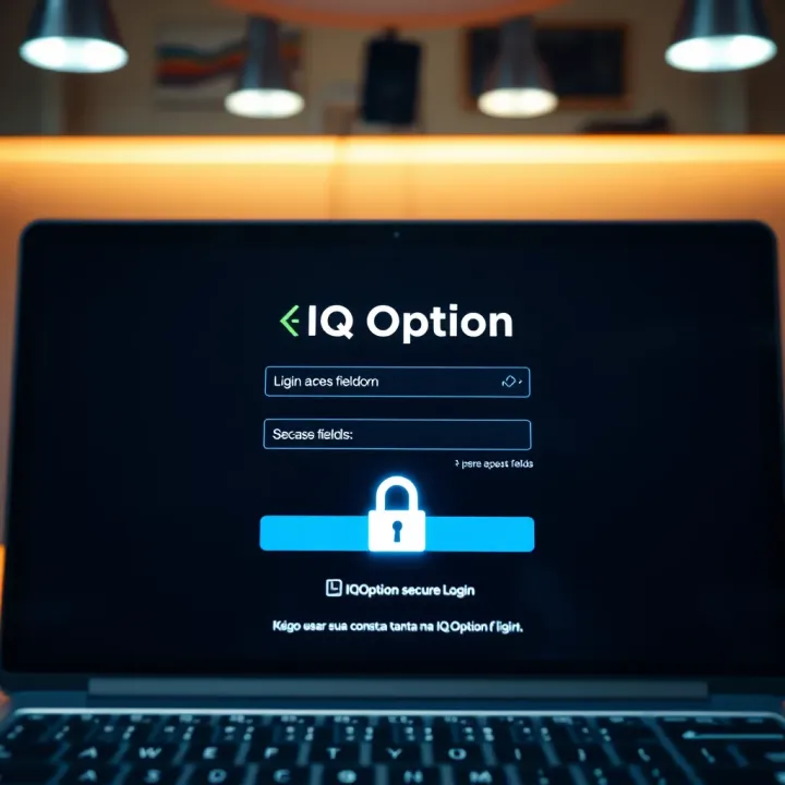 Login screen of IQ Option platform showing secure access fields