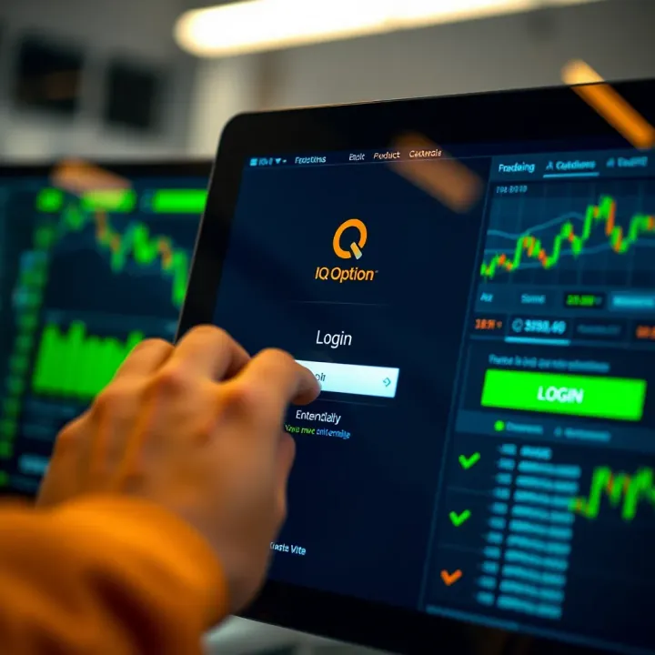 User entering login credentials on IQ Option platform interface