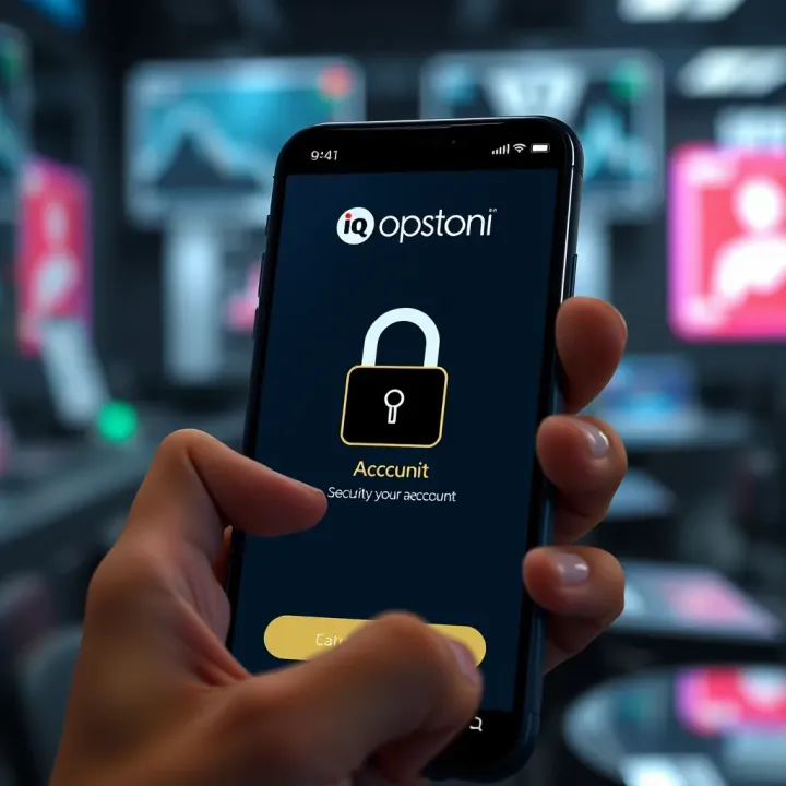 Secure account protection measures on IQ Option mobile application