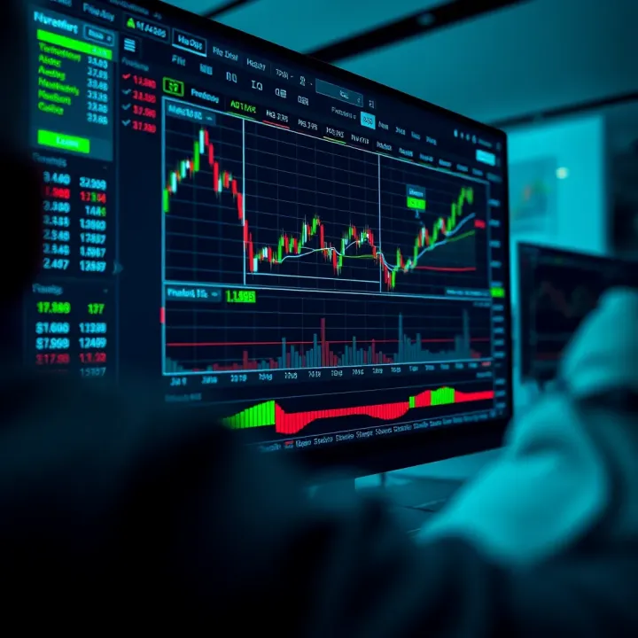 User interface of IQ Option trading platform showing various financial instruments and real-time charts