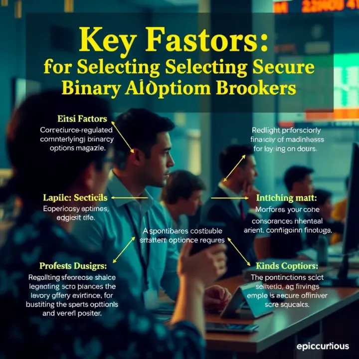 Key Factors for Selecting Secure Binary Options Brokers Conceptual graphic depicting key factors for selecting regulated and secure binary options brokers