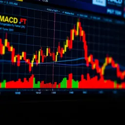 Graph showing MACD lines with histogram indicating momentum changes on a short time frame chart