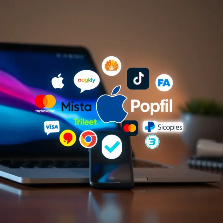 Comparison of leading technology company logos surrounding a smartphone and laptop