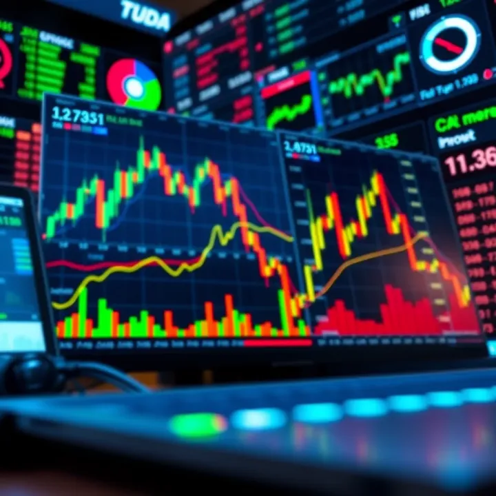 Digital interface showing financial charts and metrics symbolizing proprietary trading platforms