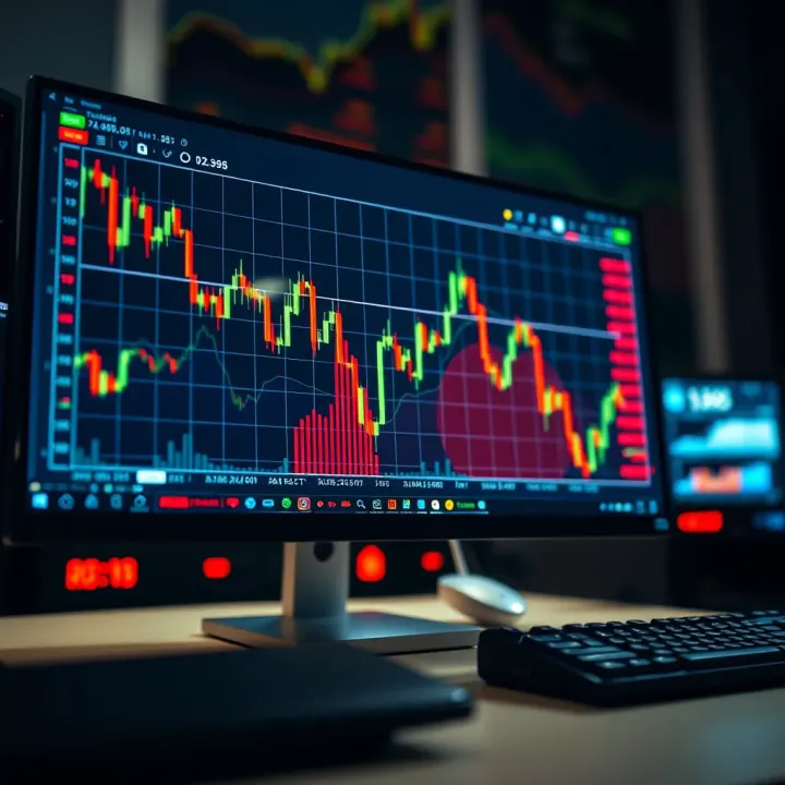 Visual Representation of Proprietary Trading Desk Performance Graph showing financial data on a computer screen symbolizing proprietary trading desk performance