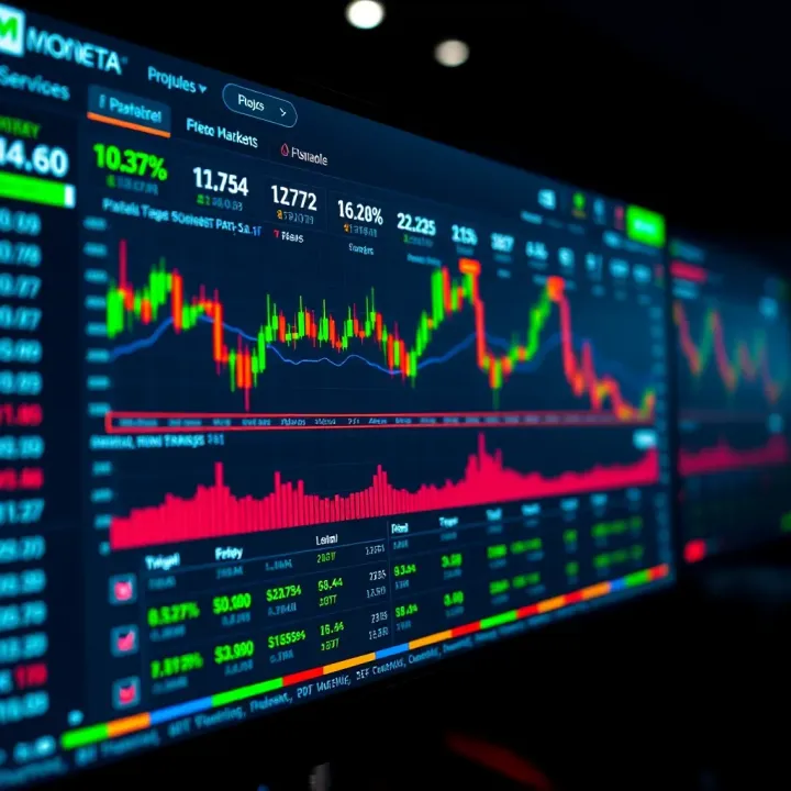 Moneta Markets platform dashboard showing financial trading instruments and market data
