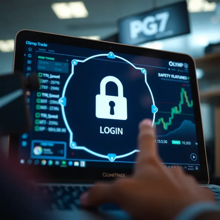 Secure login screen emphasizing safety features of Olymp Trade trading platform