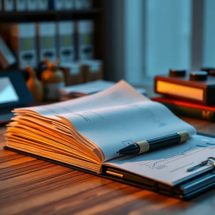 Organized documents and financial reports for accurate declaration of income tax on IQ Option earnings