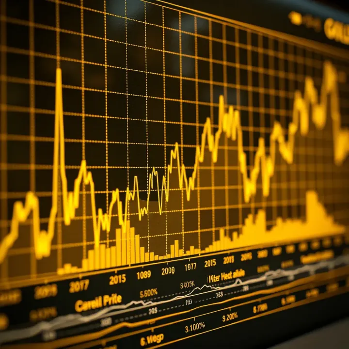 Graph showing gold price fluctuations influenced by economic indicators