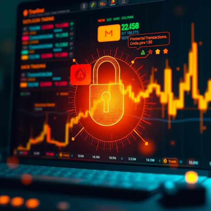 Graphic depicting secure digital transactions and data protection in online trading environments