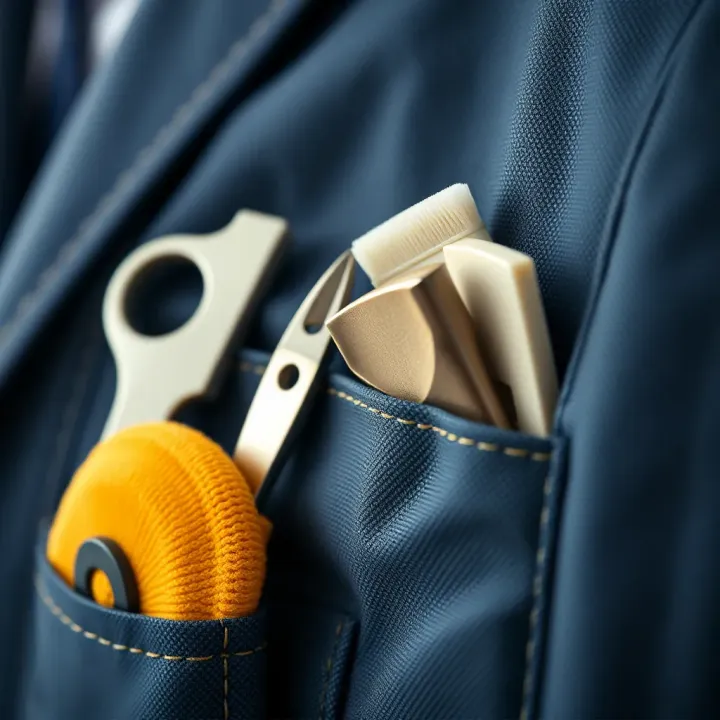 Essential Tips for Caring and Maintaining Pockets Close-up of fabric care tools next to a garment highlighting pocket maintenance tips