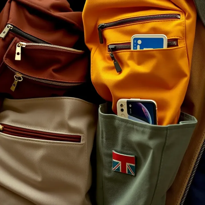 Different types of pockets on various garments showcasing styles and functions