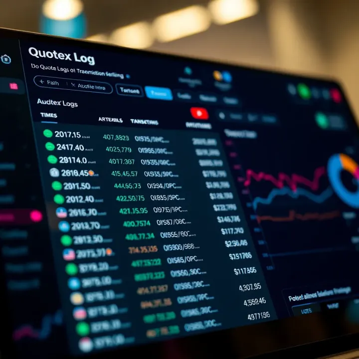 Dashboard showing detailed Quotex Log entries with timestamps and transaction data