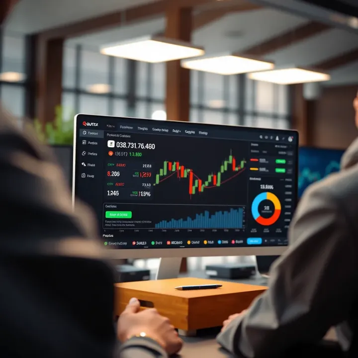 User interface of Quotex official trading platform showcasing various market charts and trading options