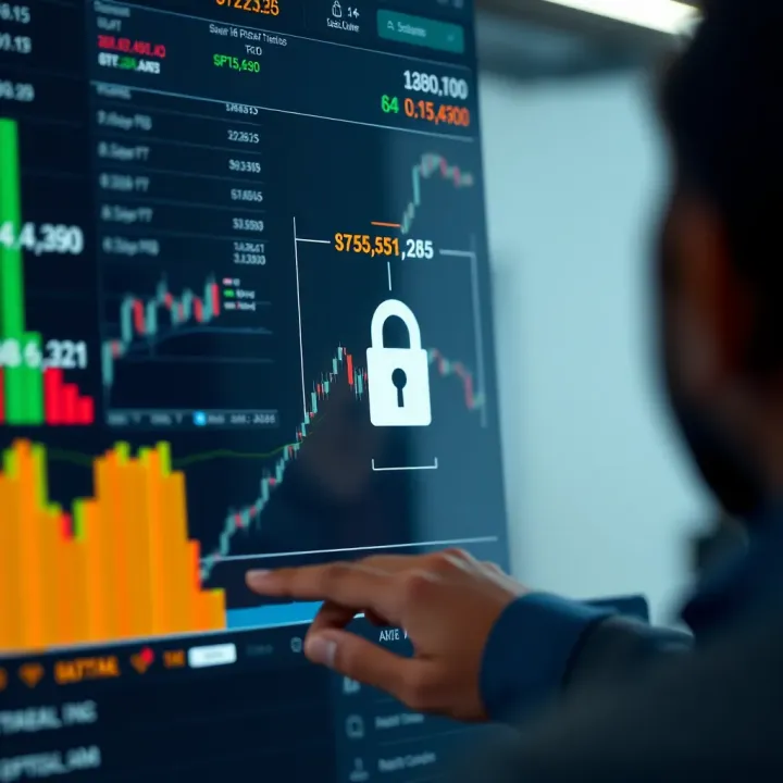 Secure online trading environment illustrating encryption and user protection features