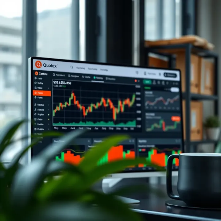 Quotex trading dashboard displaying charts, trading tools, and account overview