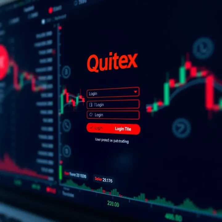 User interface of Quotex trading platform showing login fields and options
