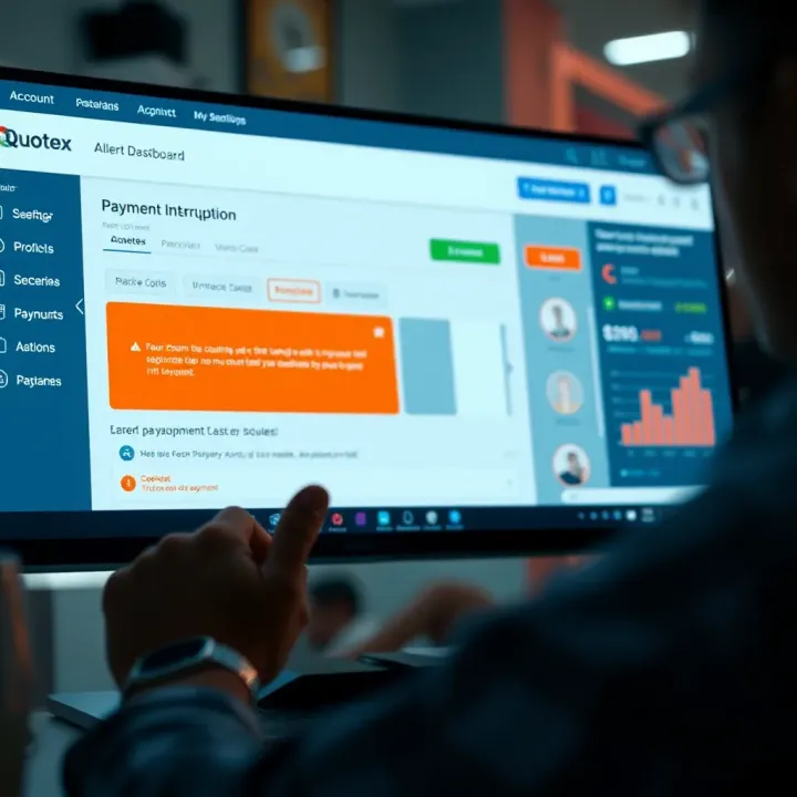 User reviewing account dashboard with warnings about payment issues