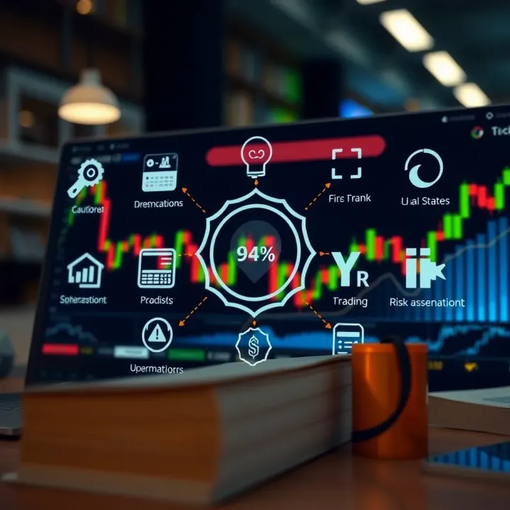 Conceptual illustration of secure trading strategies with caution and risk assessment icons