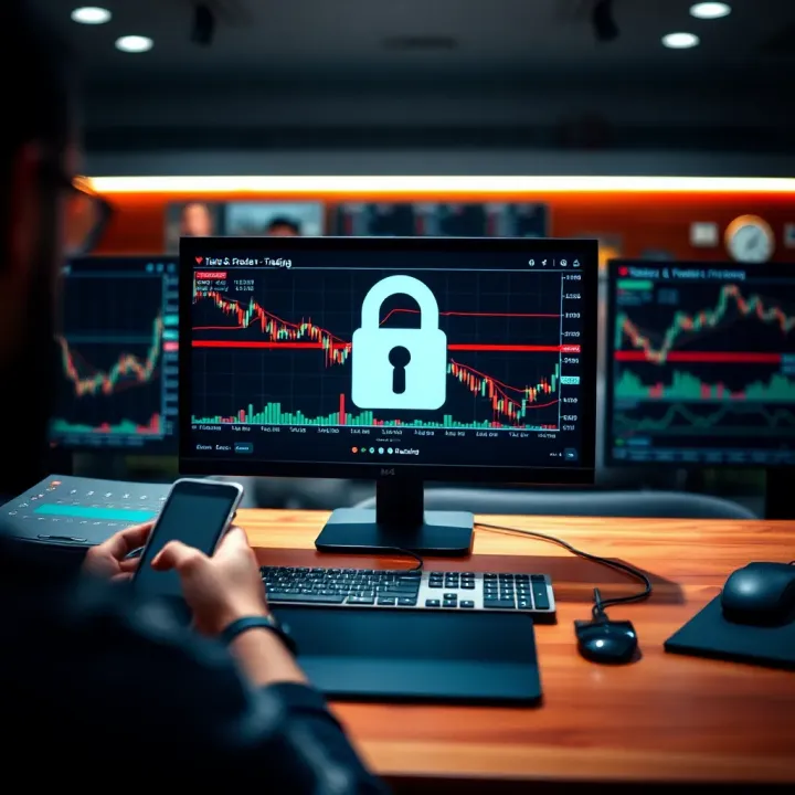 Conceptual graphic of safe trading environment with secure broker selection