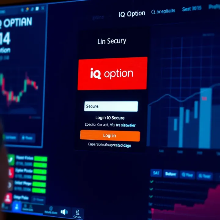 Secure login screen showing IQ Option platform interface