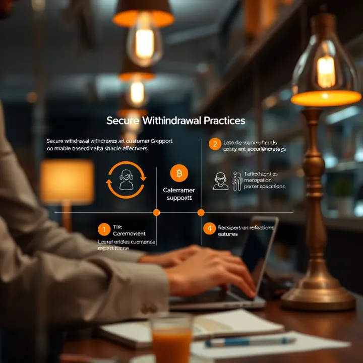 Visual guide showing secure withdrawal practices and customer support features on Quotex
