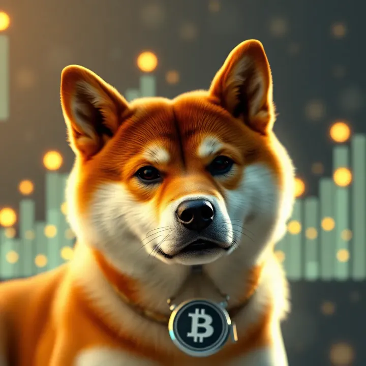 Digital representation of Shiba Inu cryptocurrency with futuristic blockchain symbols