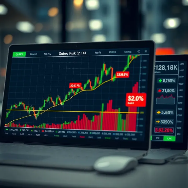 Graph showing upward trading performance with highlighted risk management zones