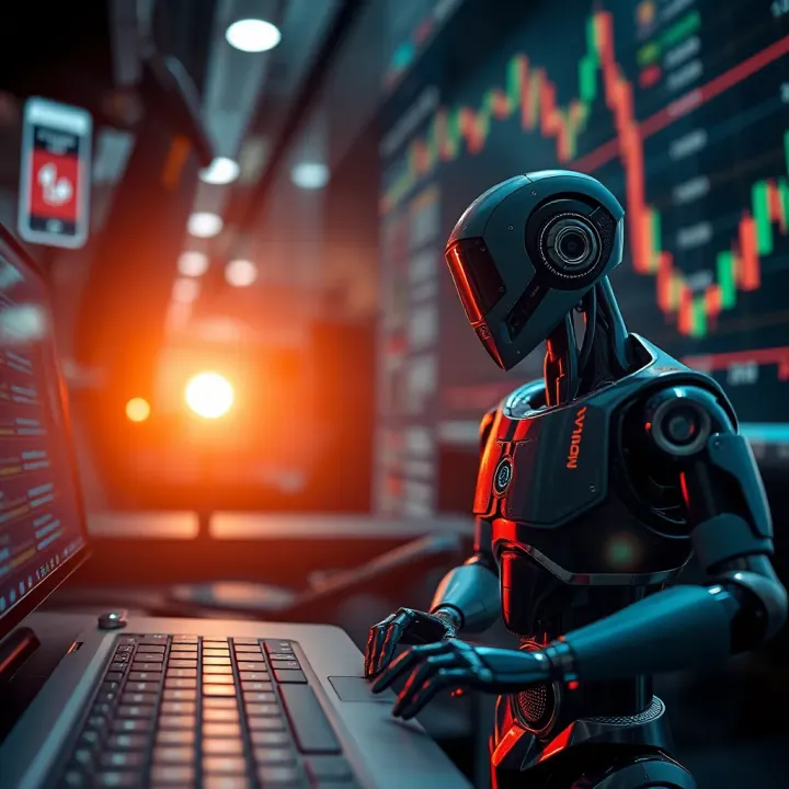 Conceptual illustration of algorithmic trading and financial data analytics