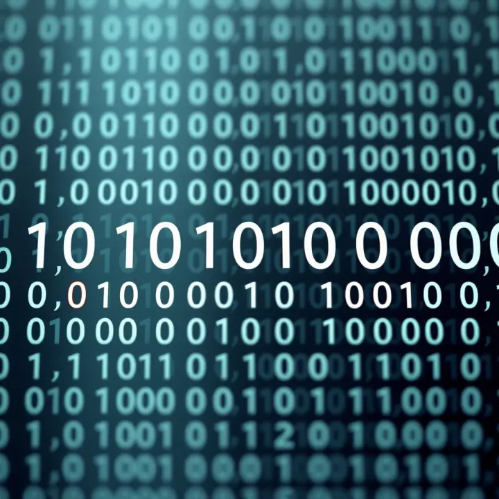 Diagram illustrating the binary number system with zeros and ones representing digital data