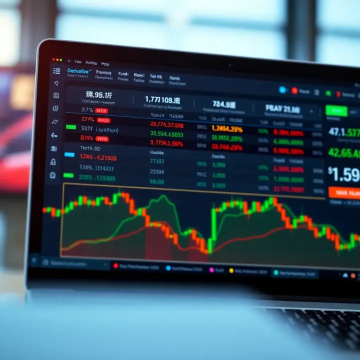 User interface showing various financial derivative contracts available on the platform
