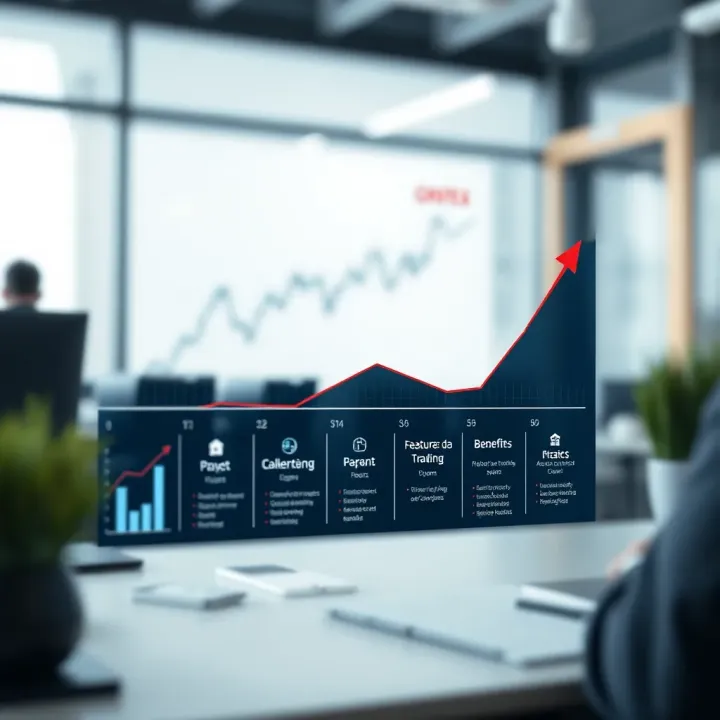 Graph showing key features and benefits of Quotex trading platform
