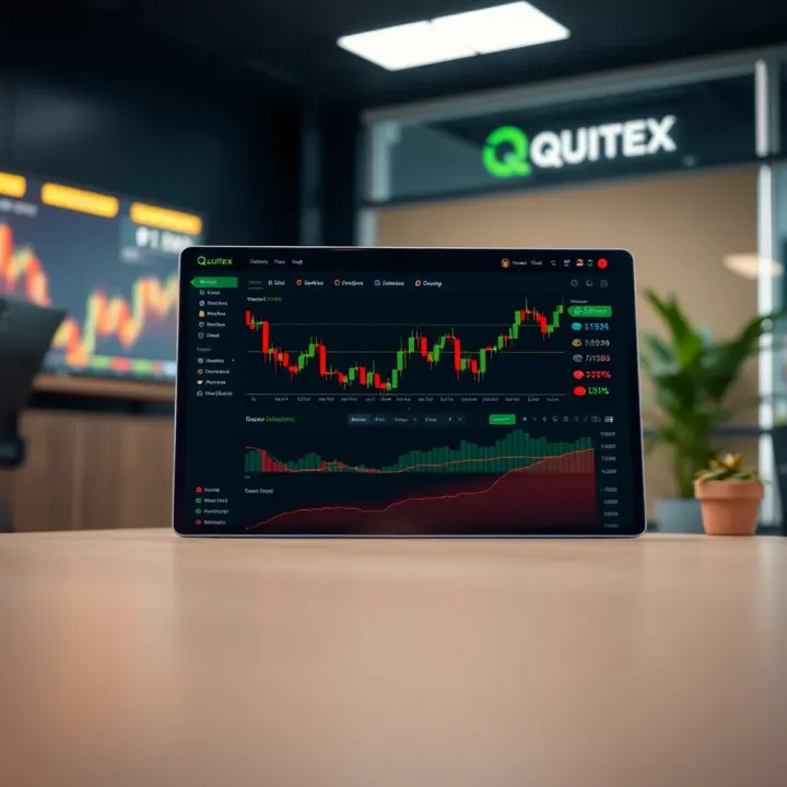 Dashboard showcasing Quotex platform features and trading options interface
