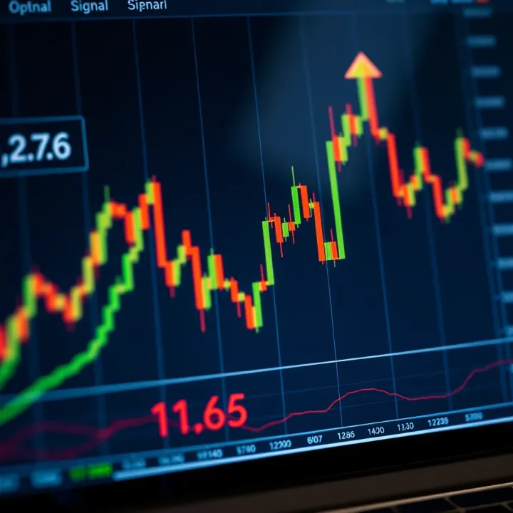 Graph showing upward trends and signal indicators on a trading platform interface